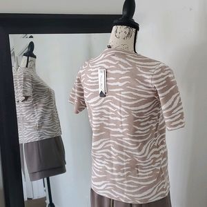 NWT Premise zebra print short sleeve knit top, S